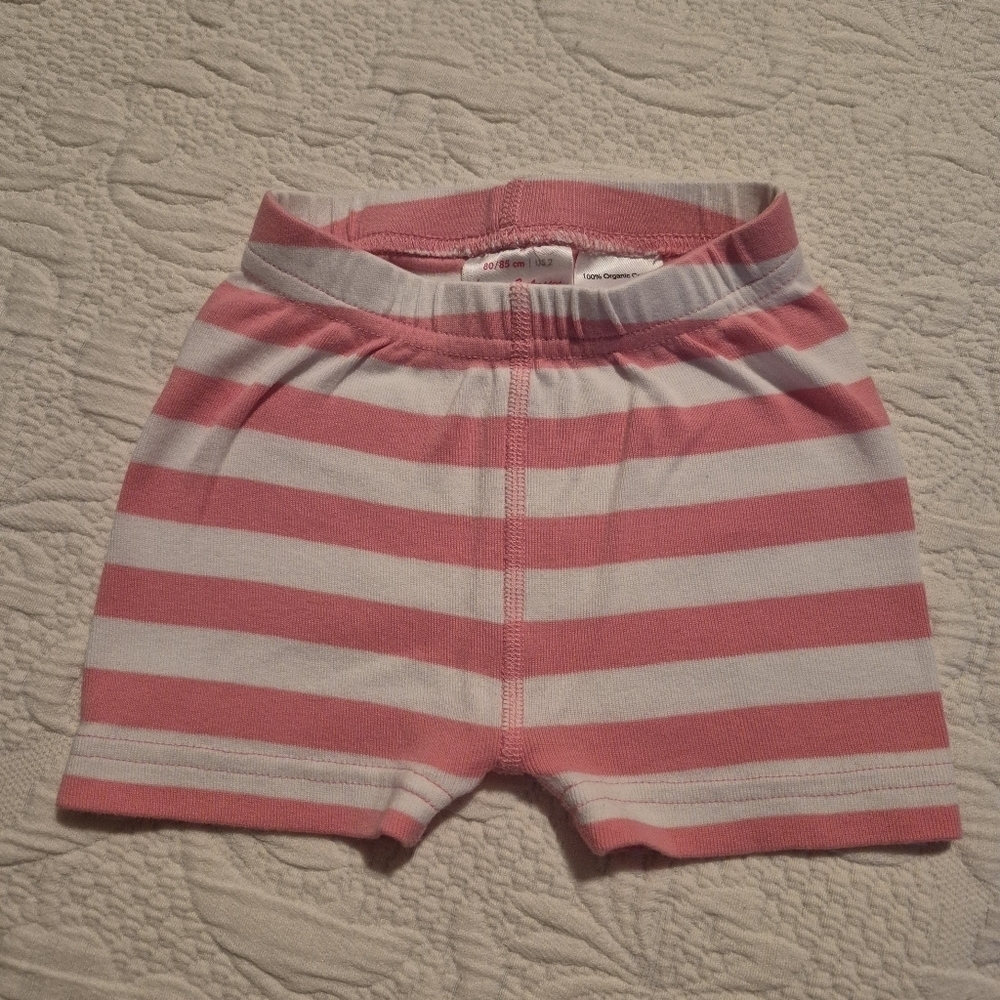 Hanna Andersson pajama girls 80/85 or 2 pink & white stripes VGUC
